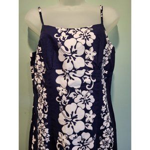 Shannon Marie Hawaii Navy White Hawiian Floral Sundress Sz XL